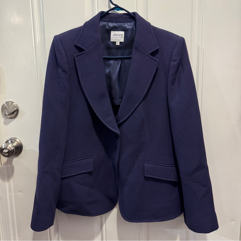 Armani Collezioni Italy Lavender \ Single-Button Women's Blazer 100% Virgin Wool